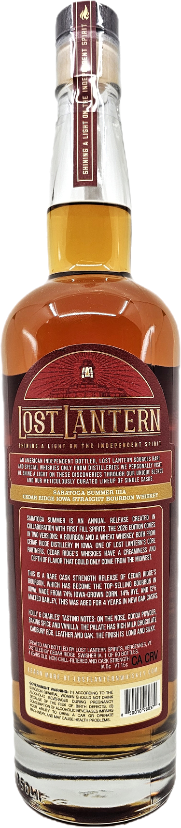 Lost Lantern 'Saratoga Summer III' Cedar Ridge Straight Bourbon